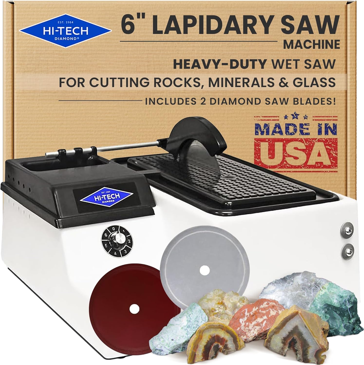 Hi-Tech Diamond 6 Inch Lapidary Saw for Rock and Glass Cutting