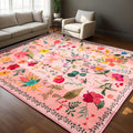 Floral 6x9 Non Slip Machine Washable Area Rug for Living Room