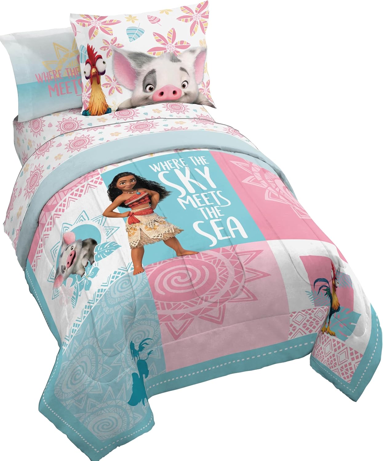 Moana Full Comforter Set with Pua and HEI HEI - 7 Piece Bedding