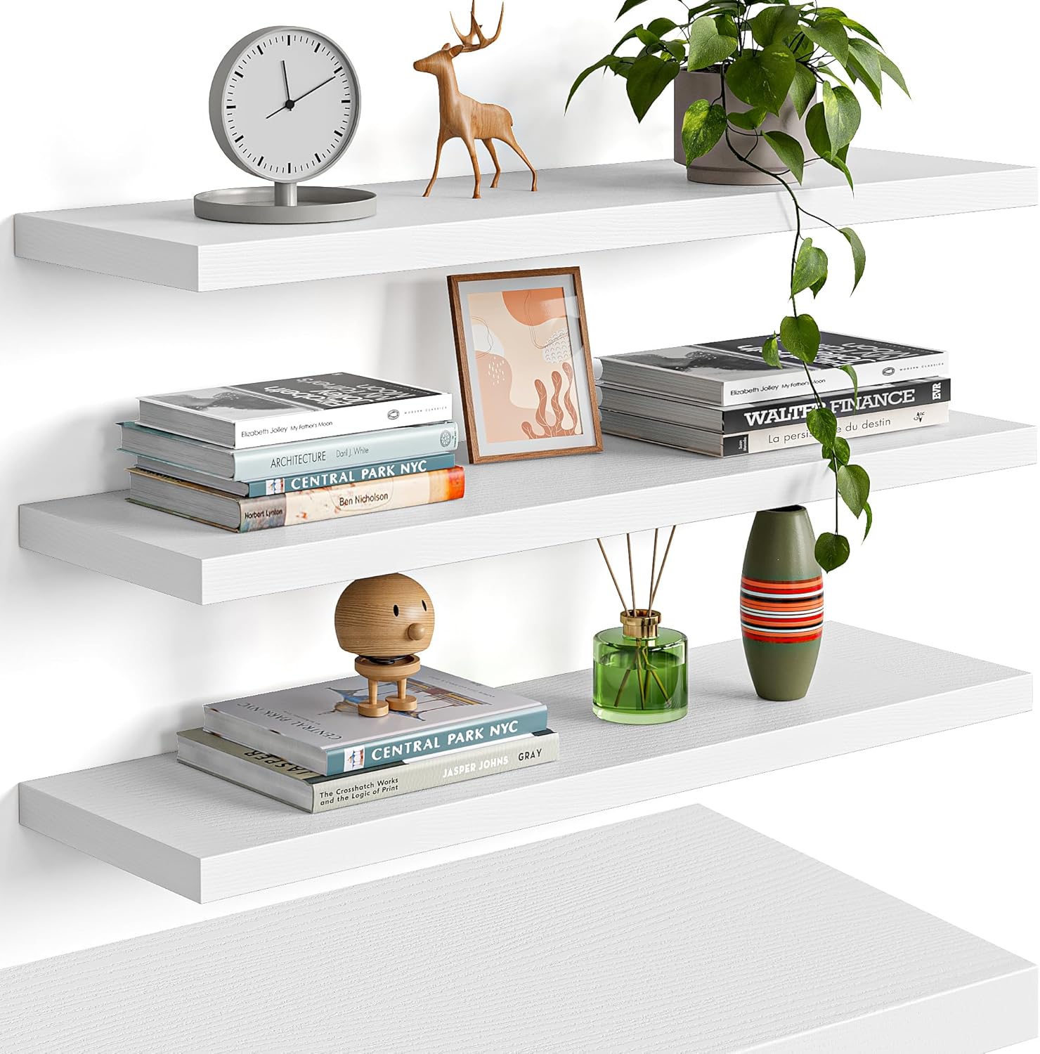 Rustic Floating Shelves for Wall - Set of 4 Stylish Storage