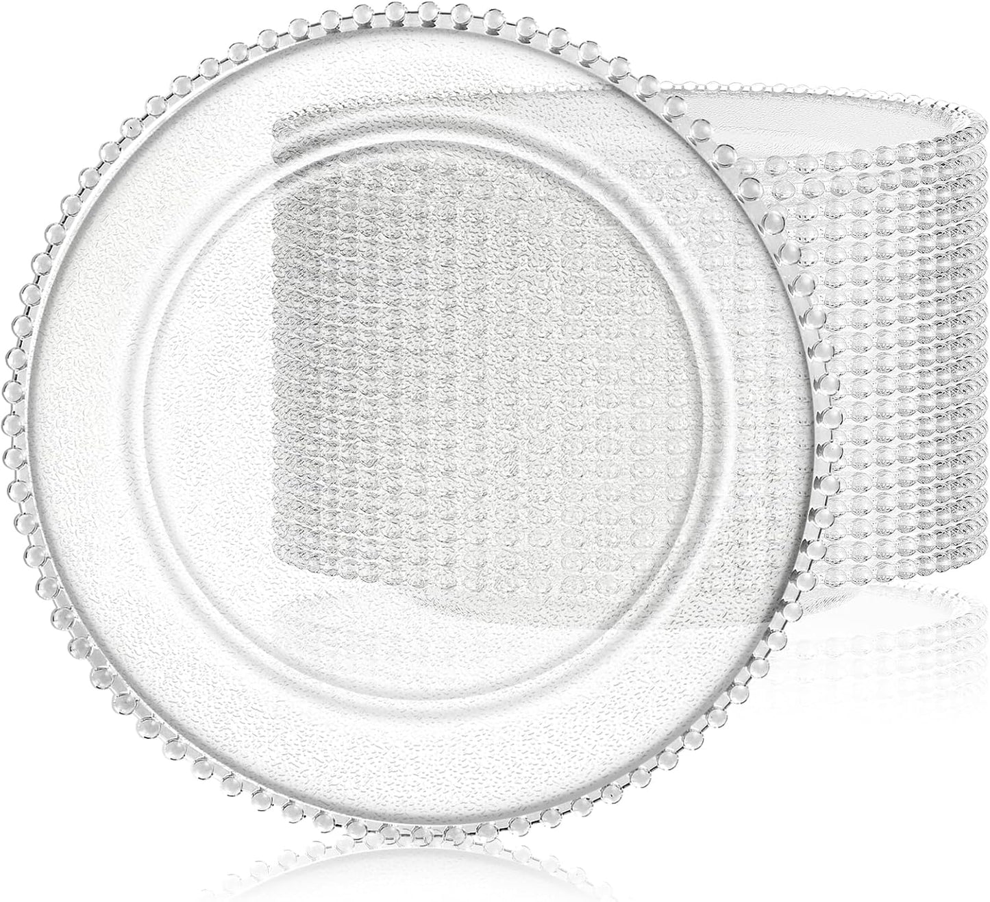 Clear Charger Plates Bulk 12 Pack 13 Inch for Events and Home