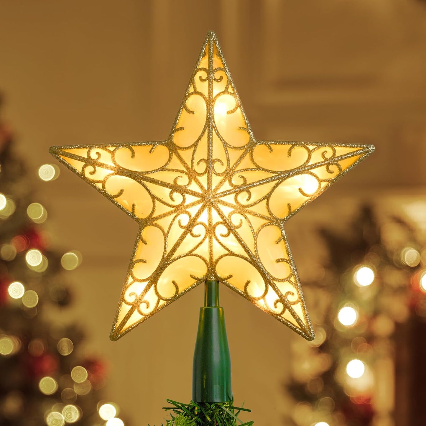 Lighted PVC Star Christmas Tree Topper for Holiday Decor