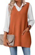 Zeagoo Women's Sweater Vest 2025 Oversized V Neck Pullover - Layering