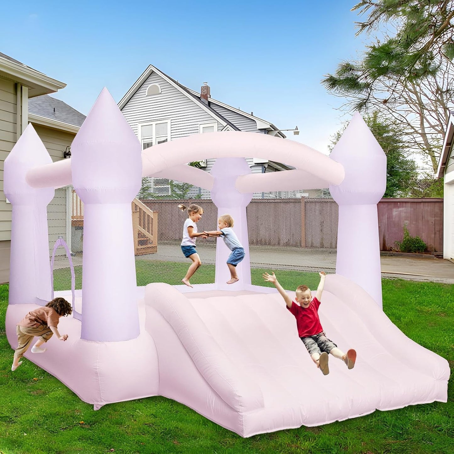 AKSPORT Inflatable Bounce House for Kids with Slide & Blower
