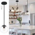 8 Inch Black Mid Century Pendant Light Globe - Adjustable Globe