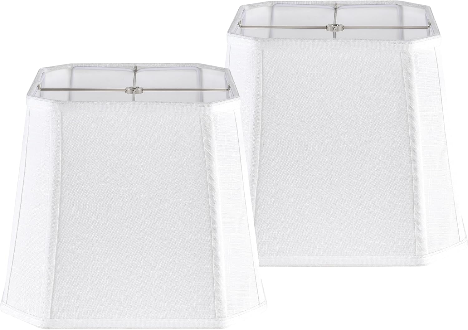 Elegant White Linen Lamp Shades with Square Cut Corners for Style