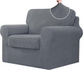 CHUN YI 3 Piece Armchair Cover Small Light Grey - Stretch Fit