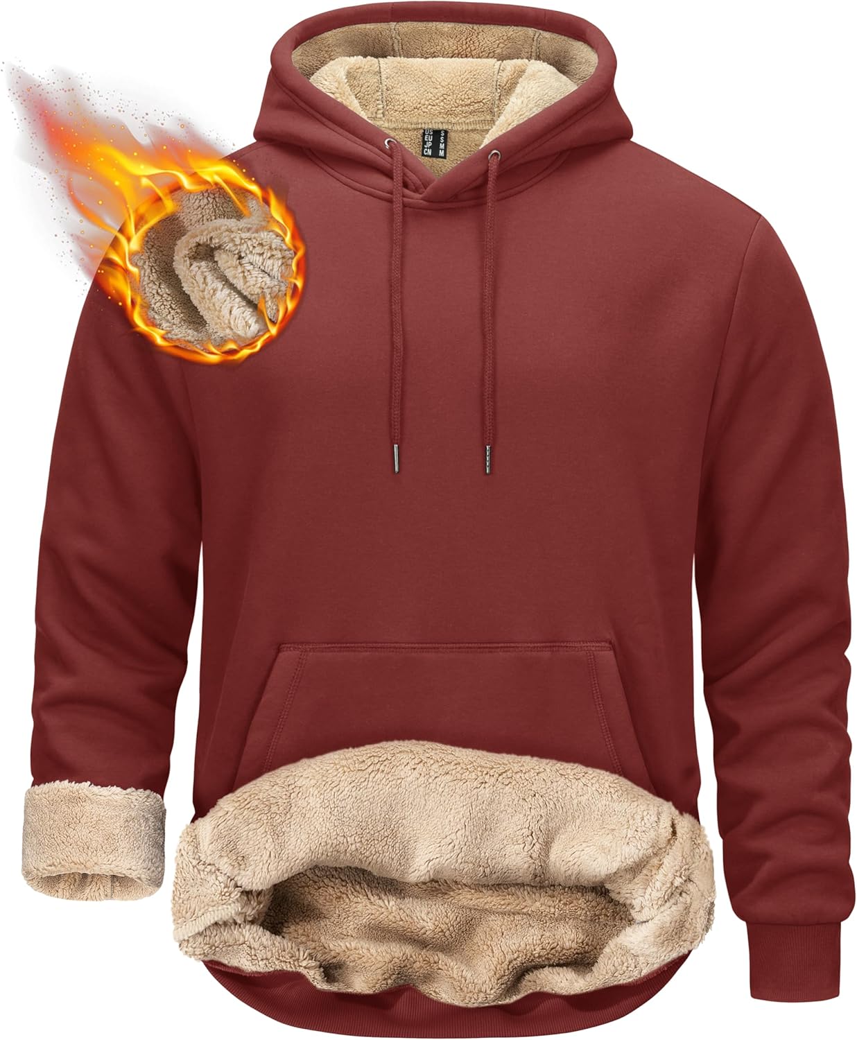 TACVASEN Men's Thick Sherpa Lined Hoodie for Winter Comfort