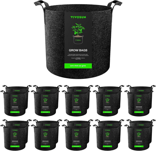 VIVOSUN 20-Pack 3 Gallon Grow Bags for Healthy Plant Growth