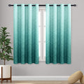 Teal Ombre Blackout Curtains - Damask Thermal Grommet Panels