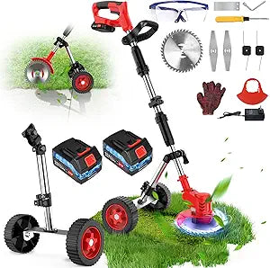 Electric Weed Wacker On Wheels Cordless 3-in-1 Garden Tool
