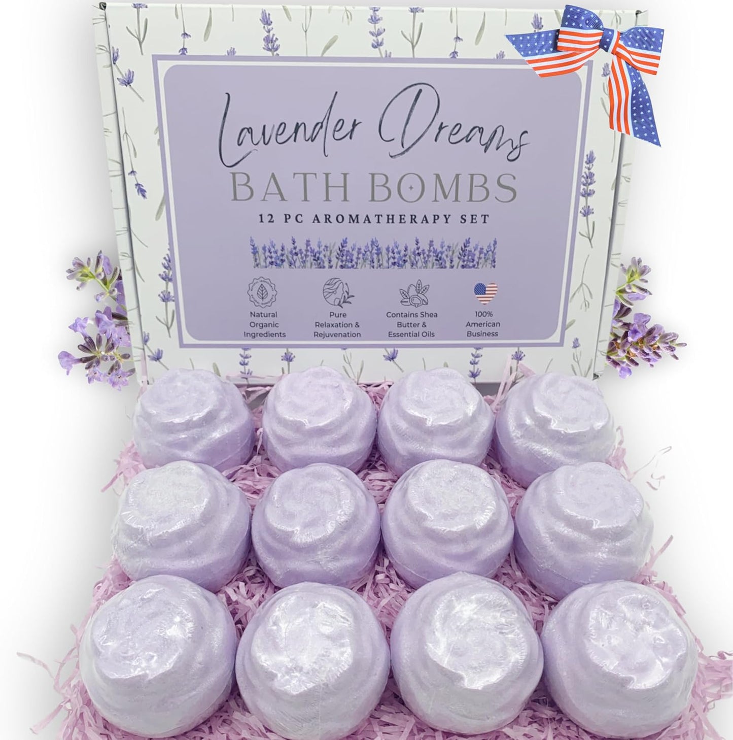 Lavender Dreams Bath Bombs for Women - Organic Relaxation Gift