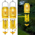 Solar Bee Mason Jar Wind Chimes 2 Pack - Solar-Powered Garden Accent
