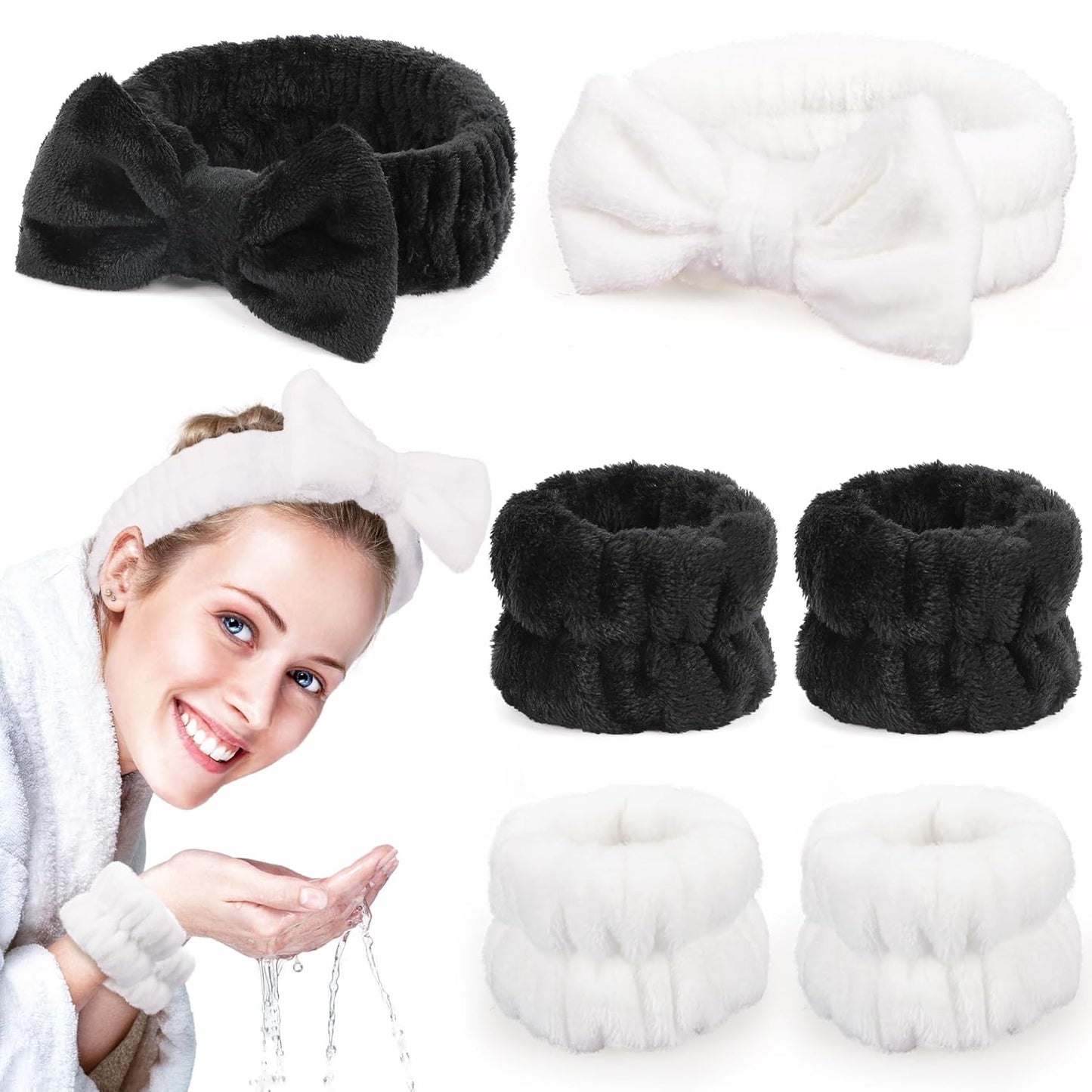 Soft Coral Fleece Spa Headband Set: For Beauty Bliss