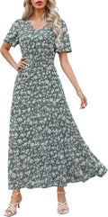 Zattcas Women's Long Summer Dress Featuring Flutter Sleeves