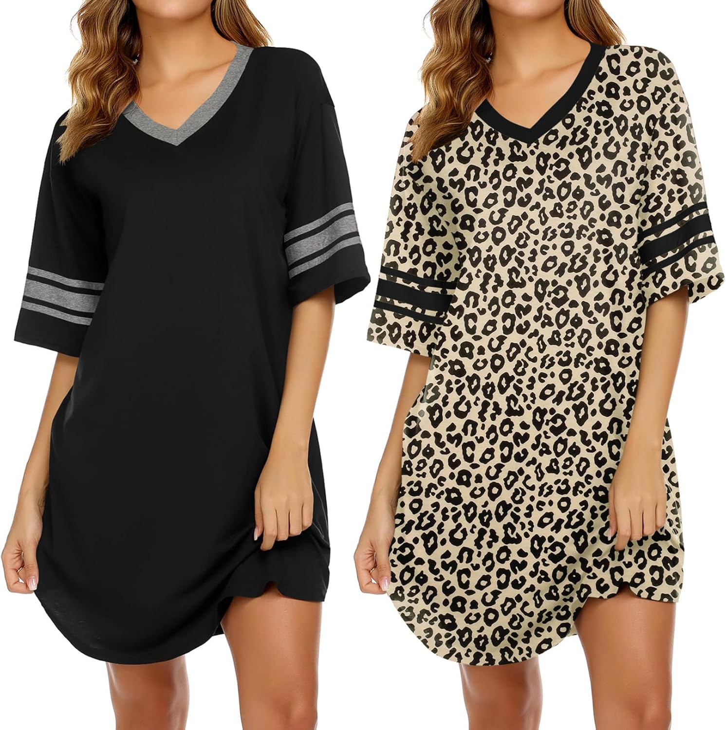 Ekouaer Nightgowns for Women 2 Pack Comfortable Sleepwear