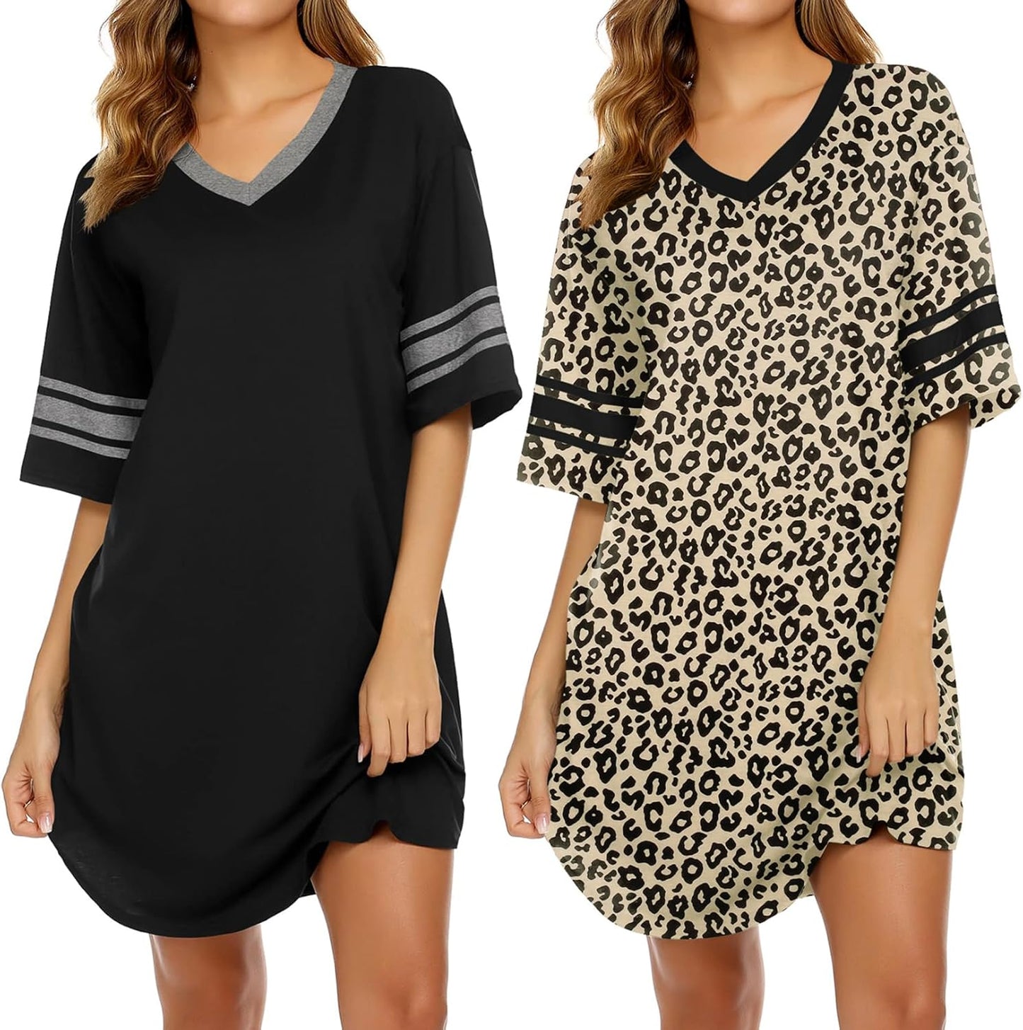 Ekouaer Nightgowns for Women 2 Pack Comfortable Sleepwear