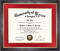 11x14 Wood Diploma Frame with Red Mat and Gold Trim Design