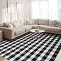 Buffalo Plaid Area Rug 8 x 10 ft Black and White Checkered Rug