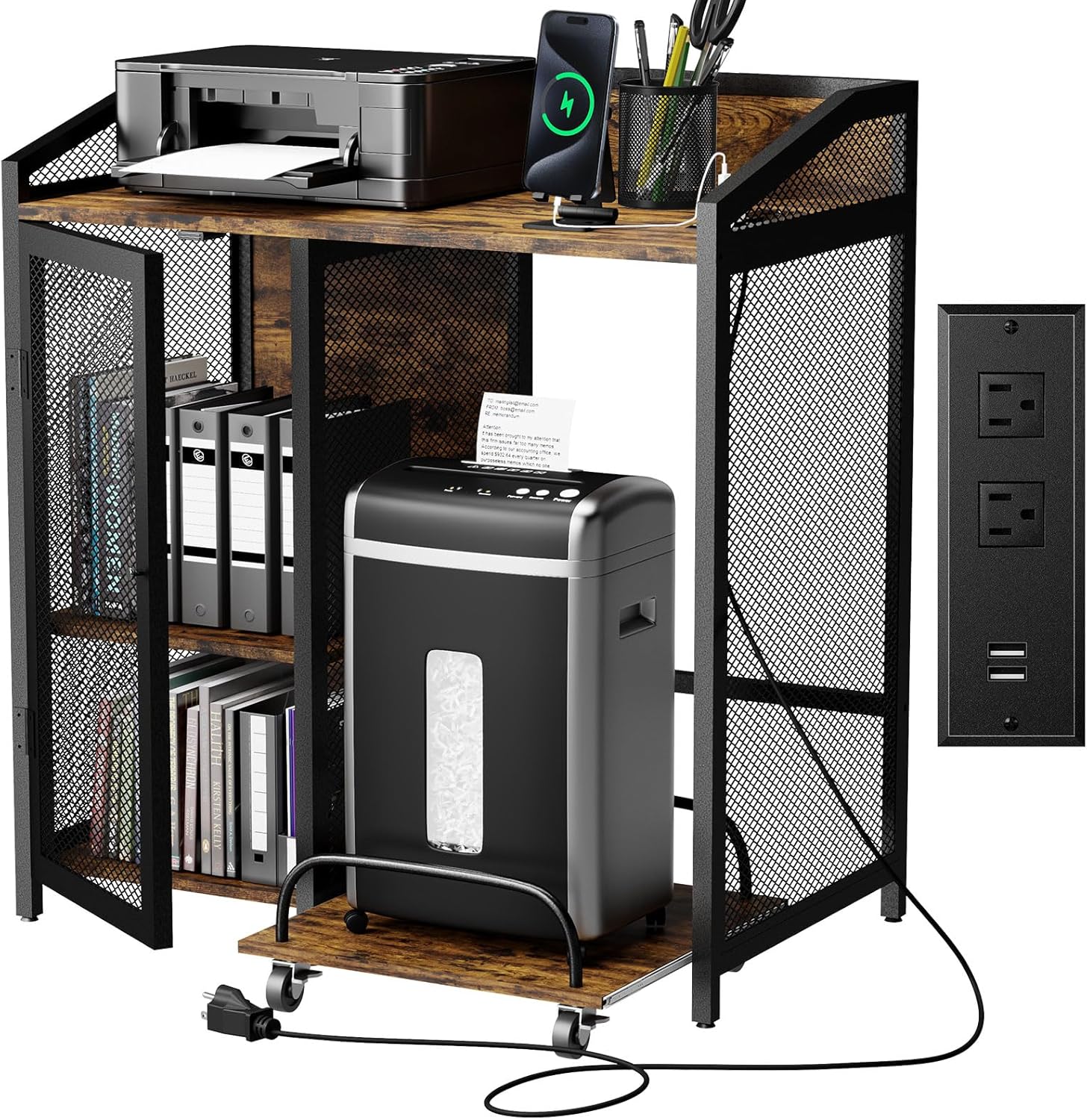 Mobile Printer Stand with Storage for Office