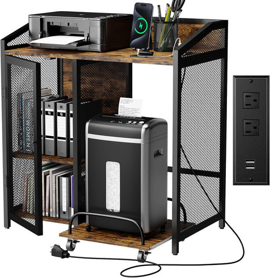 Mobile Printer Stand with Storage for Office