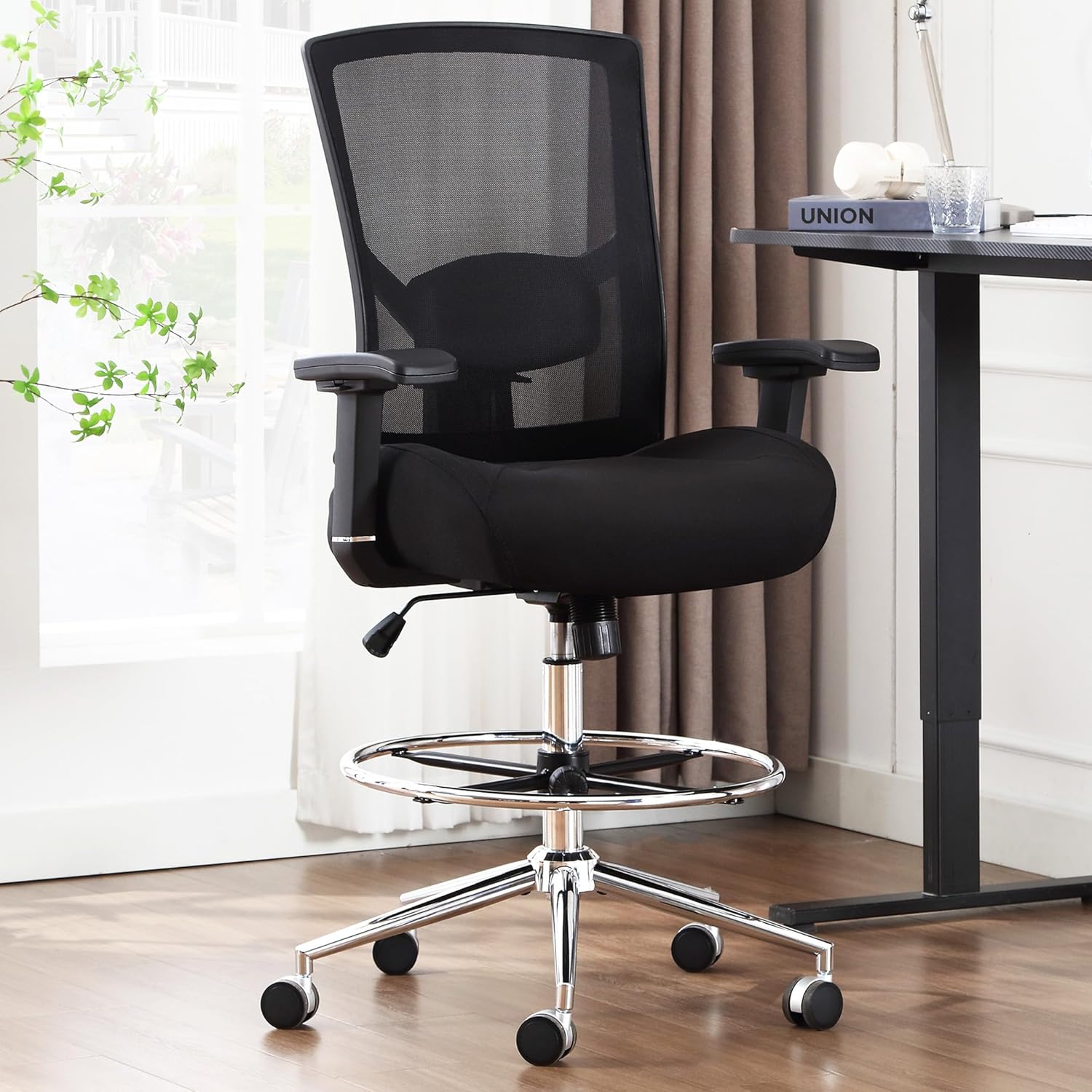 500 lbs Ergonomic Drafting Chair - Extra Wide Cushion, Adjustable Support!