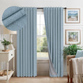 Light Blue Blackout Curtains for Bedroom 63 Inch Length Panels