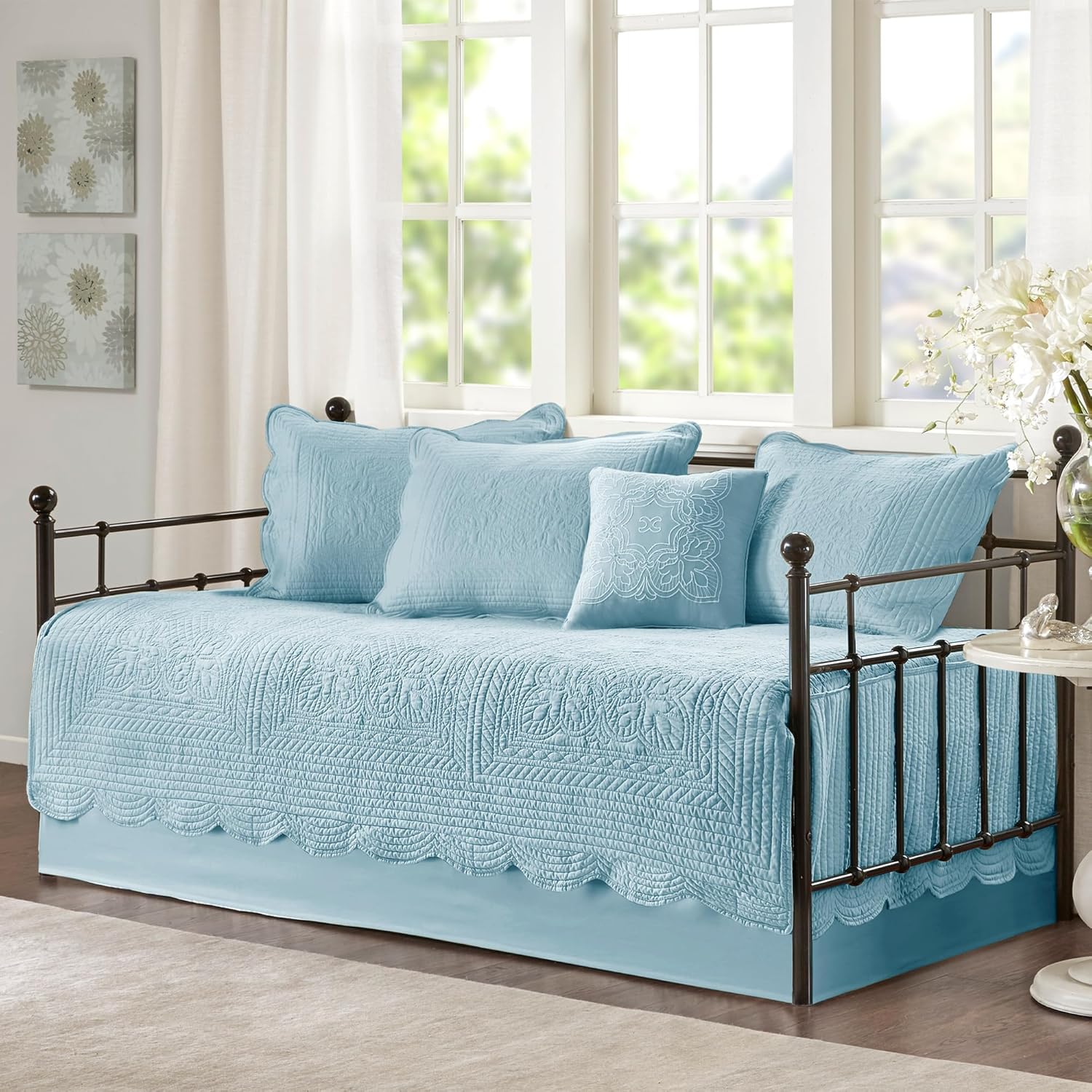 Madison Park Daybed Cover Set with Damask Quilted Design
