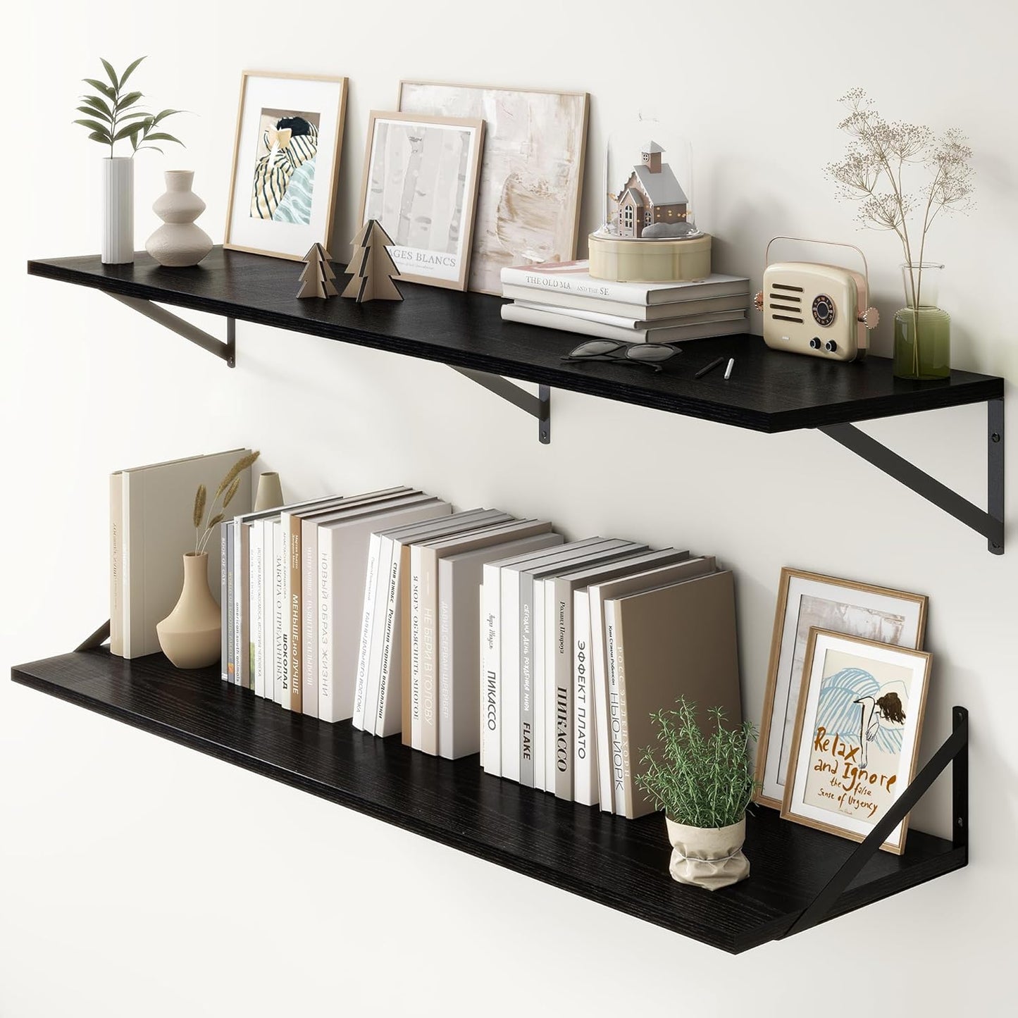 Deep Floating Shelves for Wall - Rustic Wood Display & Storage