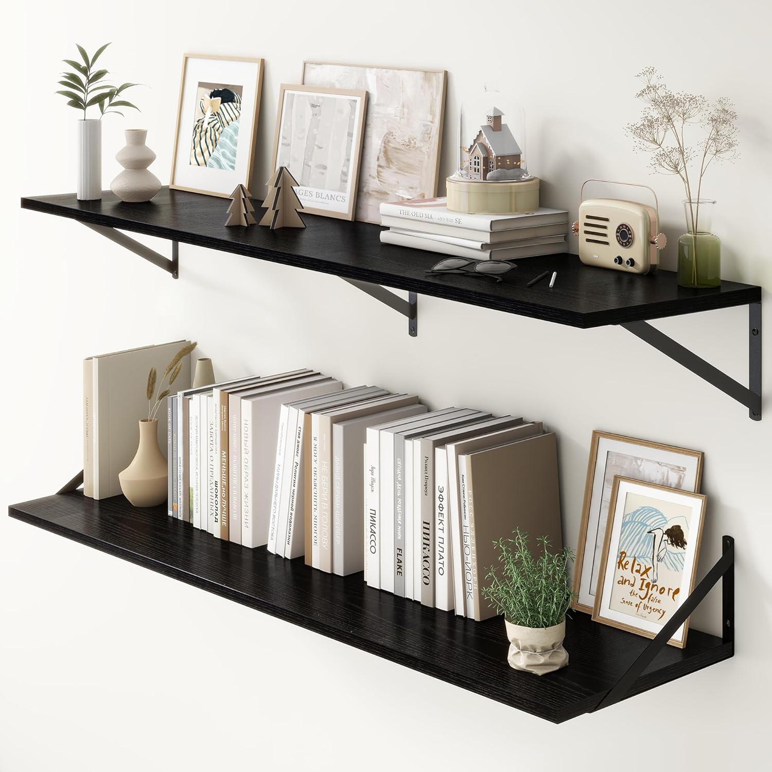Deep Floating Shelves for Wall - Rustic Wood Display & Storage