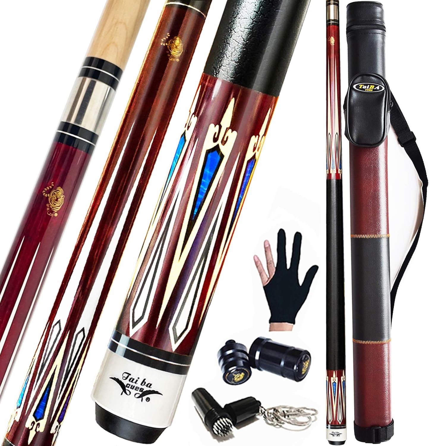 Professional 58in Pool Cue Stick with Hard Case and Accessories