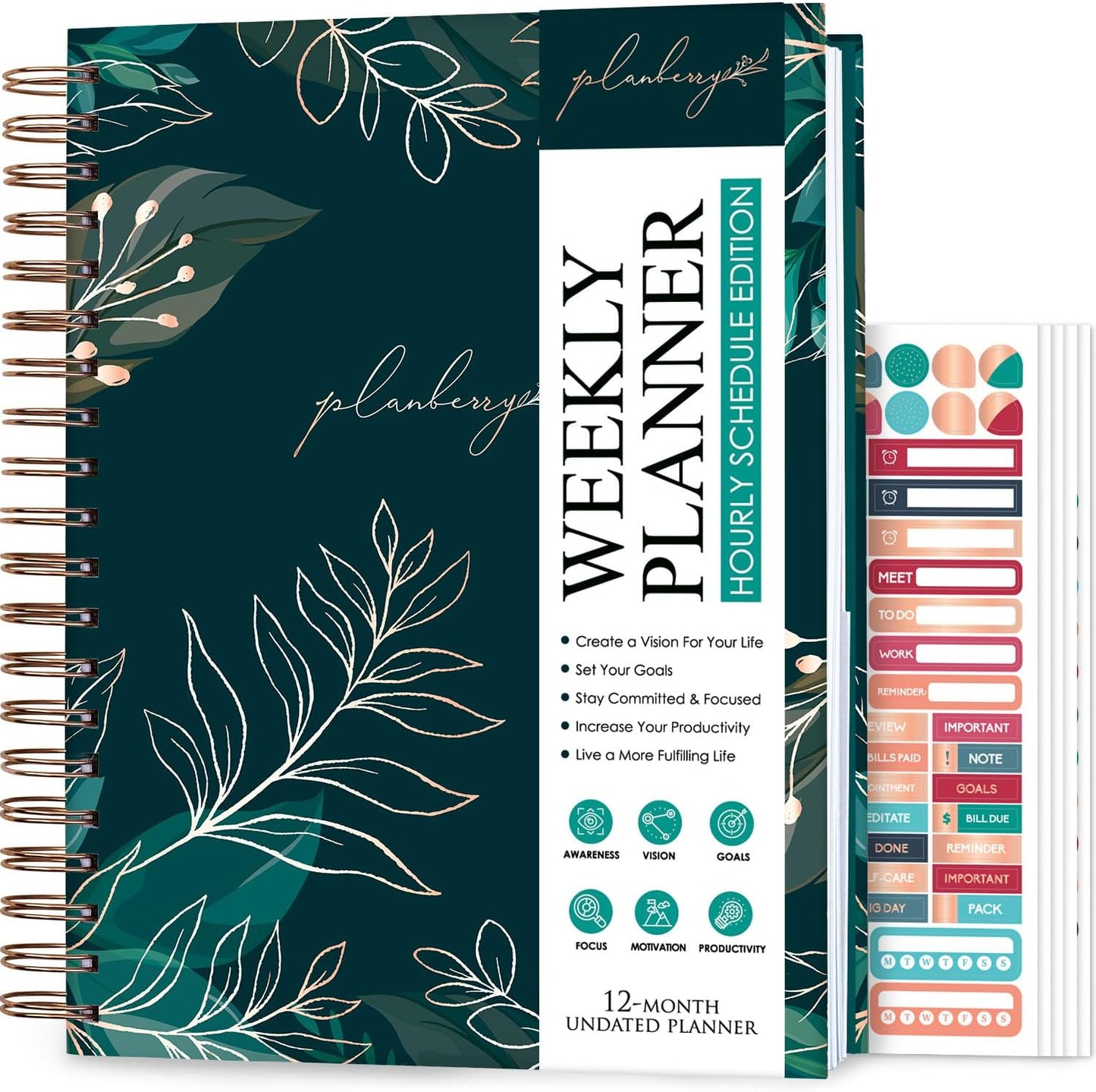 PLANBERRY Large Hourly Schedule Planner for Productivity & Budget