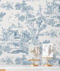 Blue Toile Peel and Stick Wallpaper 16 in x 65.6 ft - Removable