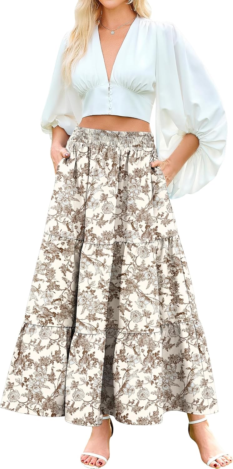 Arolina Maxi Skirt for Women: Flowy Boho Beach Style Dress