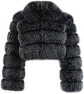 Faux Fur Cropped Jacket Puffer - Warm, Fluffy Winter Crop Jackets