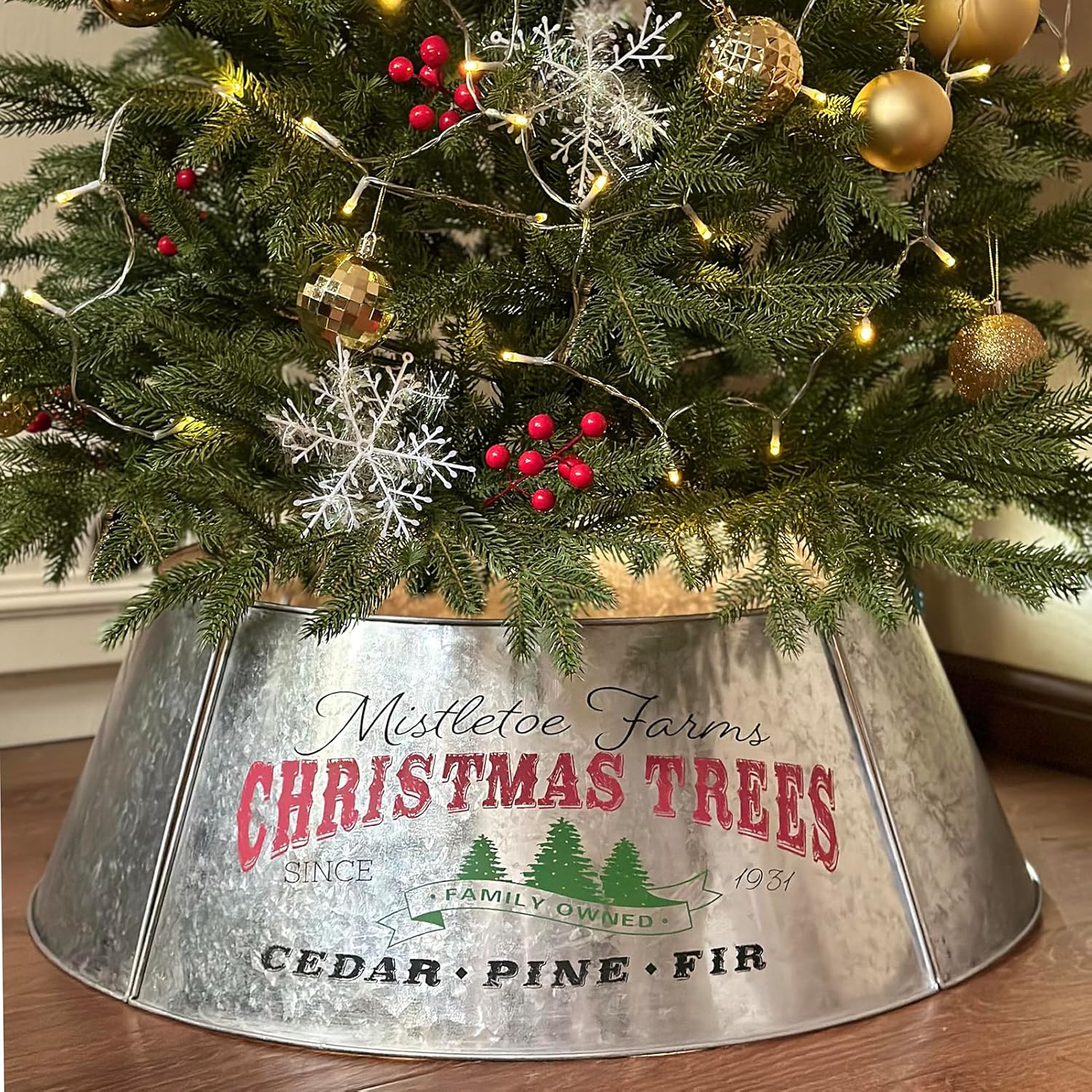 29 Galvanized Christmas Tree Collar for Pencil Trees and More