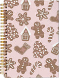 Christmas Notebook Pink Gingerbread Cookies Journal - Portable Spiral