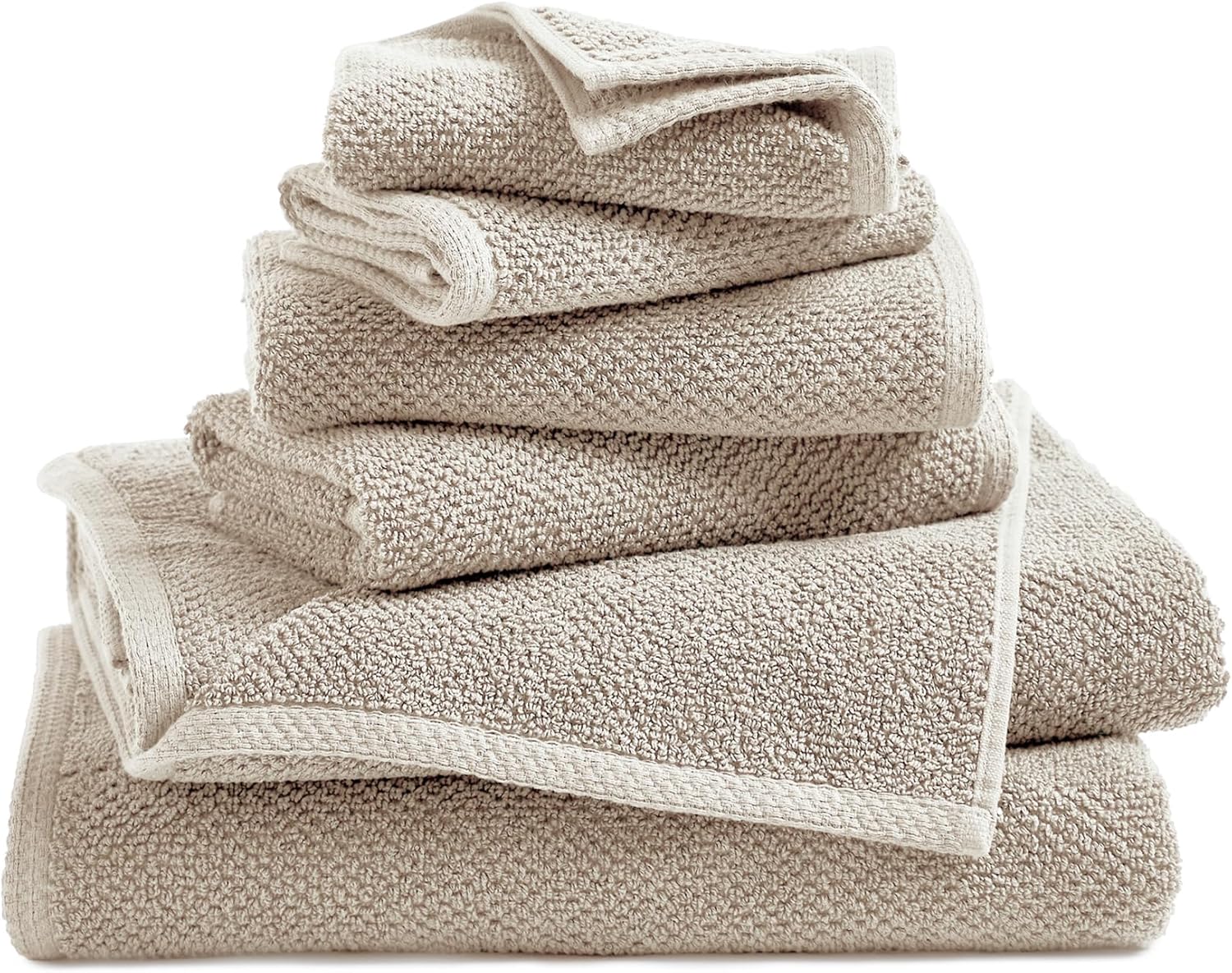 Great Bay Home Taupe Bath Towel Set 100% Cotton 6-Piece Set
