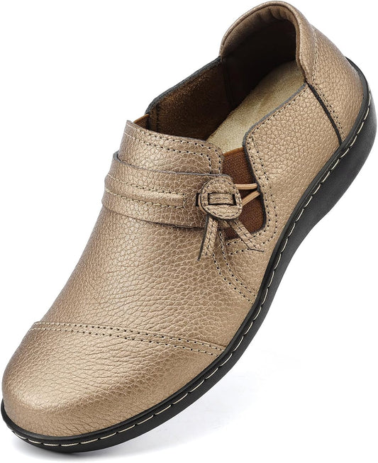 LAZYPOP Women's Classic Comfort Leather Loafers for Everyday Wear