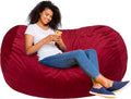 Extra Large Bean Bag Chair Lounger, 6 ft Memory Foam Filled - Red