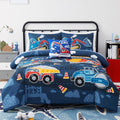 Kids Comforter Set Full Size for Boys - Glow in the Dark Truck Bedding
