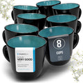 Stoneware coffee mugs set 8 pcs 14.5 oz petrol blue - Stylish set