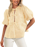 PRETTYGARDEN Women's Tie Front Striped Shirt for Summer Style