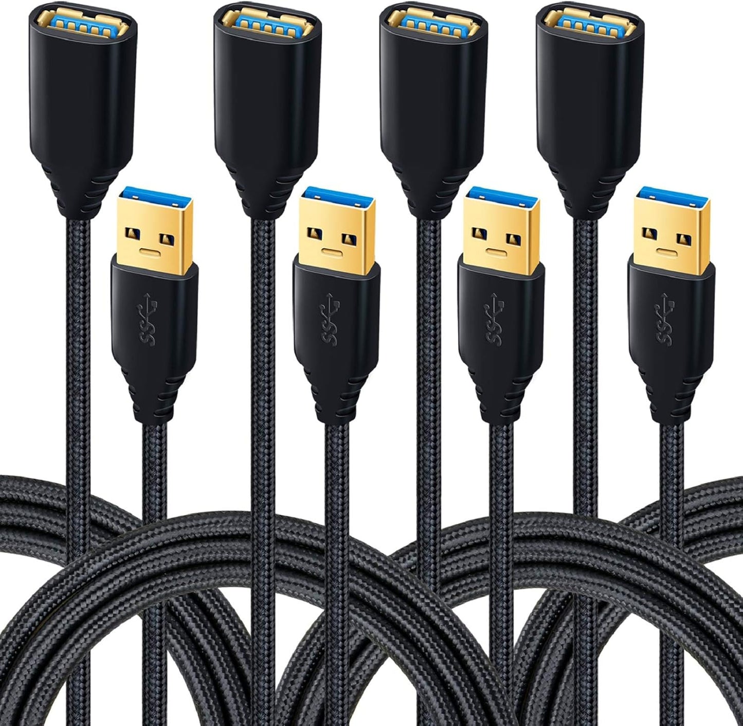 Besgoods USB 3.0 Extender Cable 4Pack [6ft] Fast Data Transfer