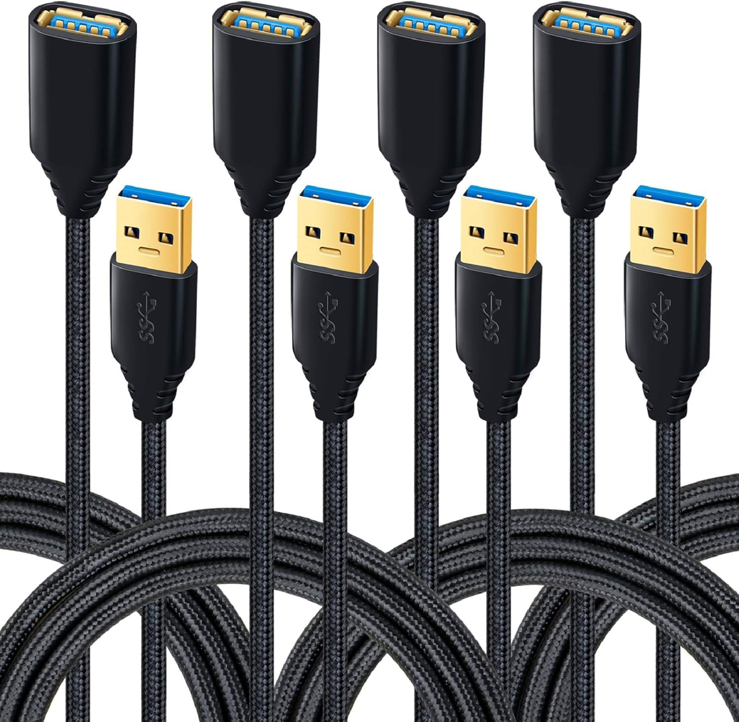 Besgoods USB 3.0 Extender Cable 4Pack [6ft] Fast Data Transfer