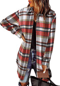 EVALESS Color Block Plaid Shacket Jacket Womens Fall (Style BRV9)
