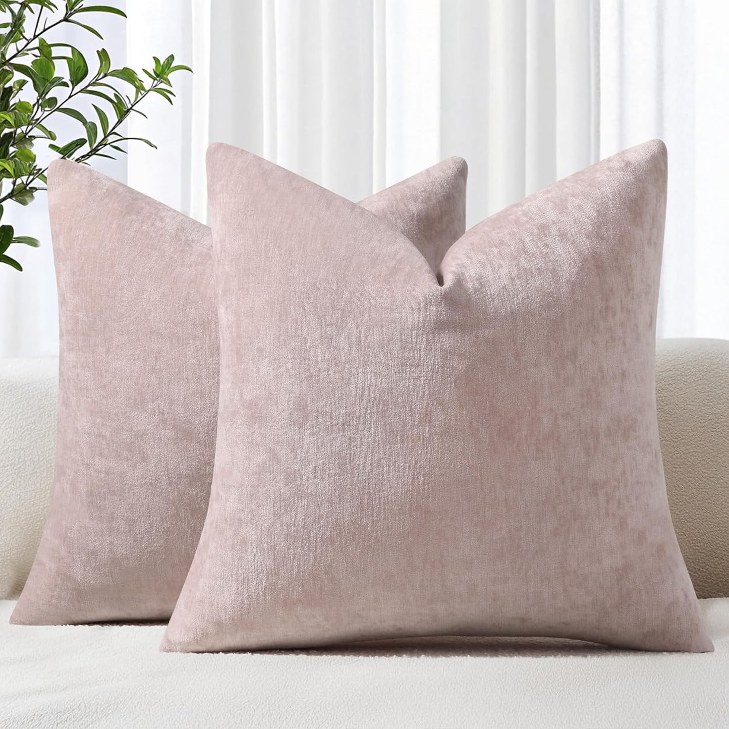 Chenille Blush Pink Throw Pillow Covers for Elegant Home Decor