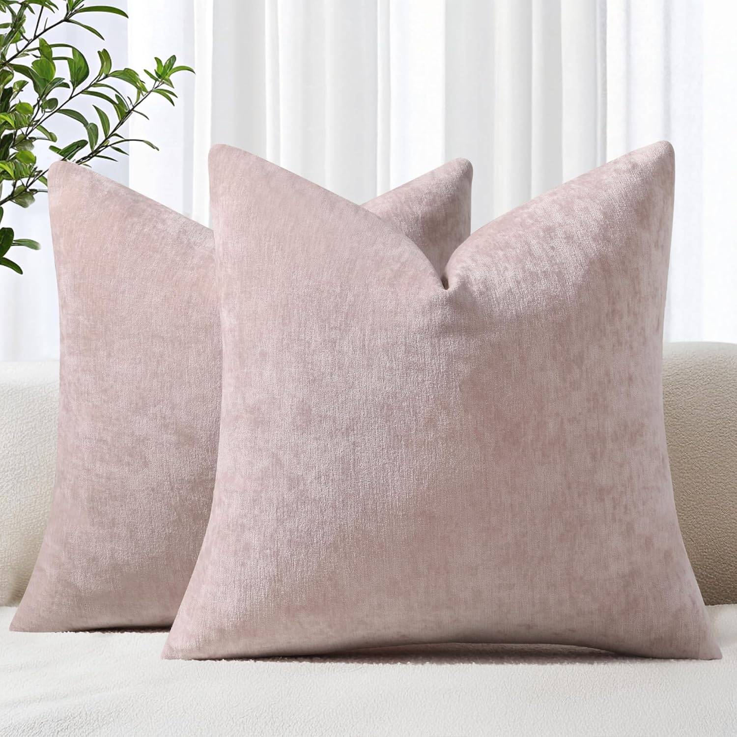 Chenille Blush Pink Throw Pillow Covers for Elegant Home Decor