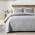 Grey King Size Quilt Set - Soft Microfiber Bedspread with 2 Shams