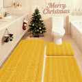 Striped Yellow Bathroom Rug Set 3 Piece Chenille Bath Mats - Ultra